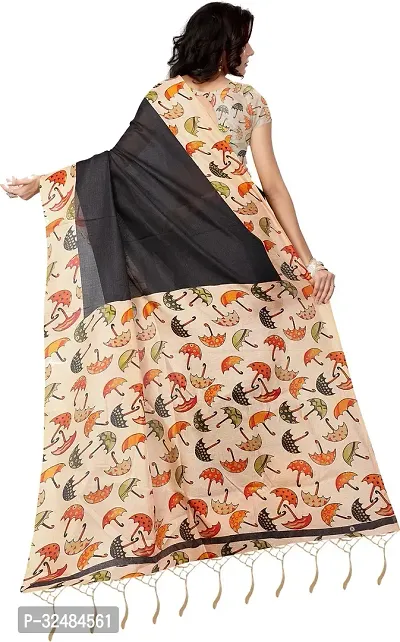 Elegant Silk Blend Printed Saree with Blouse piece For Women-thumb2