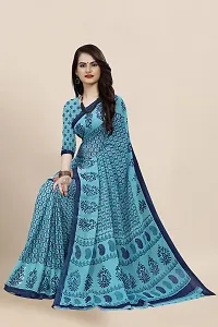 Beautiful Blue Georgette Printed Saree With Blouse Piece For Women-thumb4