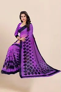 Stylish Purple Georgette Printed Saree with Blouse piece For Women-thumb4