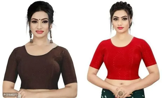 Reliable Multicoloured Lycra Blend Stitched Blouses For Women Pack Of 2