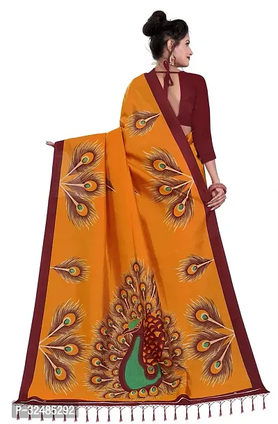 Elegant Art Silk Printed Saree with Blouse piece For Women-thumb2