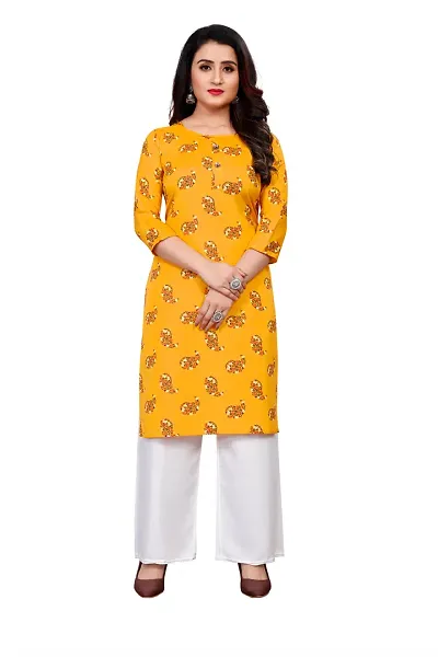 Stylish Crepe Printed Straight Kurtis