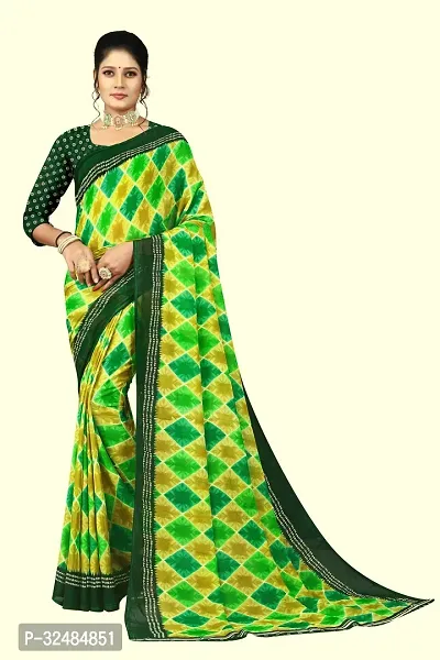 Elegant Georgette Printed Saree with Blouse piece For Women-thumb0