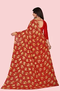 Stylish Red Georgette Printed Saree with Blouse piece For Women-thumb2