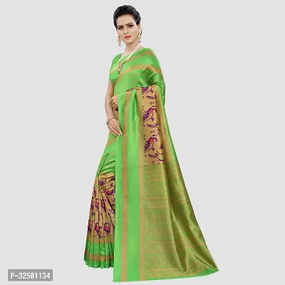 Stylish Green Art Silk Printed Saree with Blouse piece For Women-thumb4