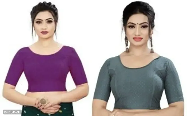 Reliable Multicoloured Lycra Blend Stitched Blouses For Women Pack Of 2