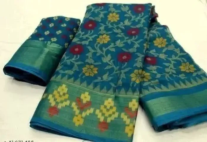 New Latest Flower Saree With Blouse