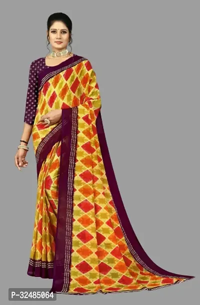 Elegant Georgette Printed Saree with Blouse piece For Women-thumb0