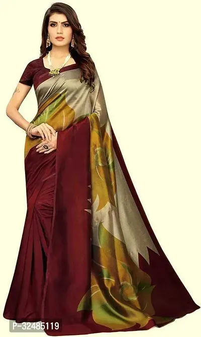 Elegant Art Silk Printed Saree with Blouse piece For Women-thumb0