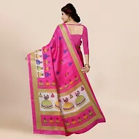 Beautiful Pink Silk Blend Printed Saree With Blouse Piece For Women-thumb2