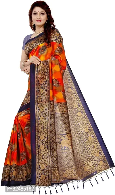 Elegant Art Silk Printed Saree with Blouse piece For Women-thumb0