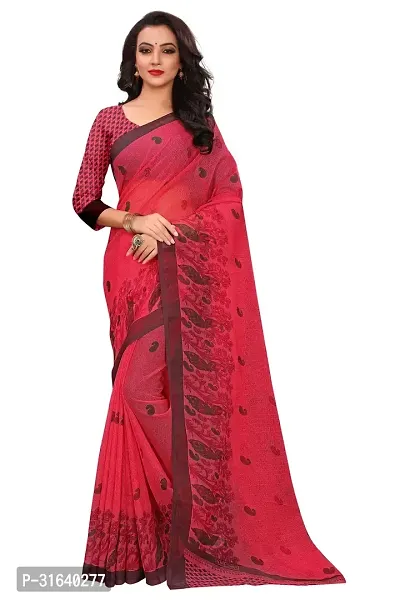 Elegant Pink Georgette Saree without Blouse piece For Women-thumb0