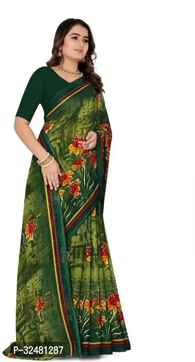 Elegant Multicoloured Georgette Saree with Blouse piece For Women-thumb3