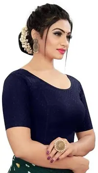 Reliable Navy Blue Lycra Blend Stitched Blouses For Women-thumb1