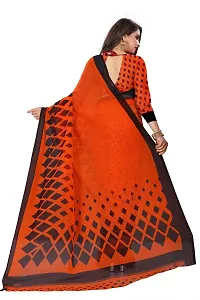 Beautiful Orange Georgette Printed Saree With Blouse Piece For Women-thumb2