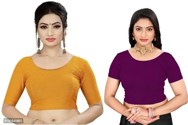 Reliable Multicoloured Lycra Blend Stitched Blouses For Women Pack Of 2