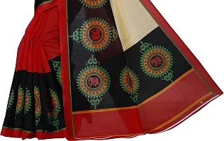 Beautiful Multicoloured Cotton Blend Printed Saree With Blouse Piece For Women-thumb4