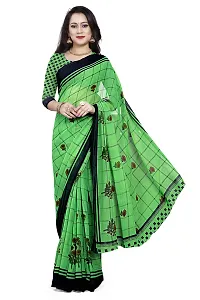 Beautiful Green Georgette Printed Saree With Blouse Piece For Women-thumb2