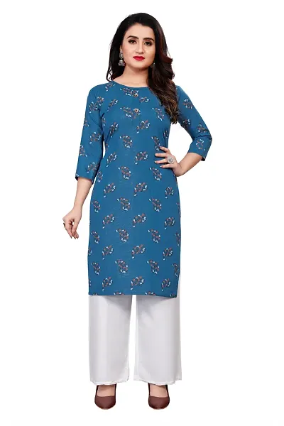 Stylish Crepe Printed Straight Kurtis