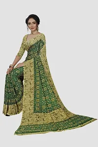 Beautiful Green Georgette Printed Saree With Blouse Piece For Women-thumb4