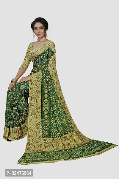 Beautiful Green Georgette Printed Saree With Blouse Piece For Women-thumb5