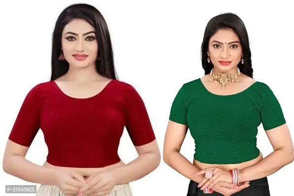 Reliable Multicoloured Lycra Blend Stitched Blouses For Women Pack Of 2