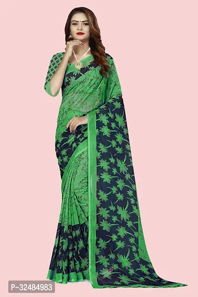 Elegant Georgette Printed Saree with Blouse piece For Women-thumb0