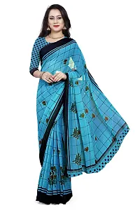 Beautiful Blue Georgette Printed Saree With Blouse Piece For Women-thumb2