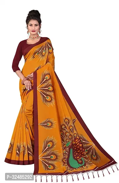 Elegant Art Silk Printed Saree with Blouse piece For Women-thumb0