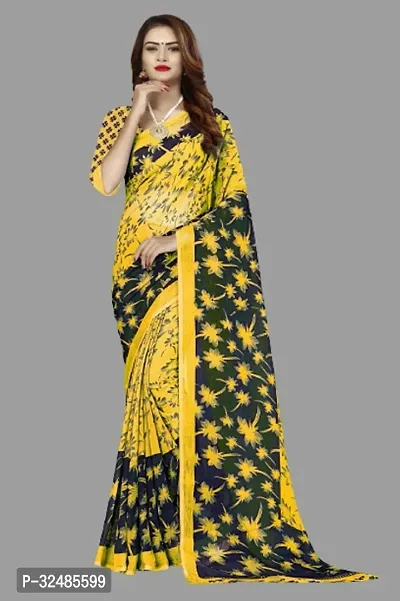 Elegant Georgette Printed Saree with Blouse piece For Women