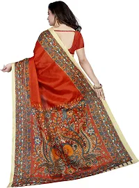 Beautiful Orange Cotton Blend Printed Saree With Blouse Piece For Women-thumb2