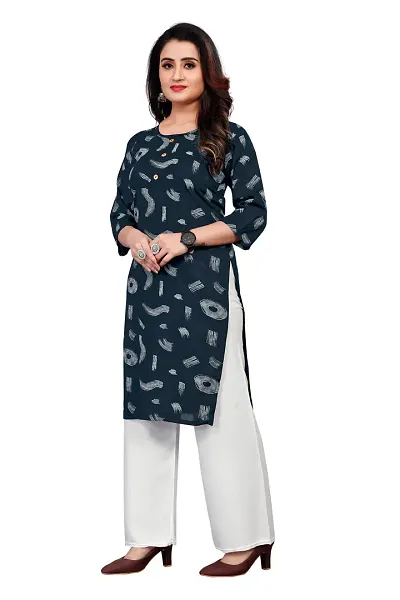 Stylish Crepe Printed Straight Kurtis