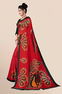 Stylish Red Art Silk Printed Saree with Blouse piece For Women-thumb3