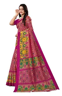 Beautiful Art Silk Pink Printed  Saree without Blouse piece For Women-thumb1