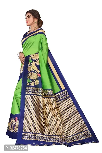 Beautiful Green Art Silk Printed Saree With Blouse Piece For Women-thumb4