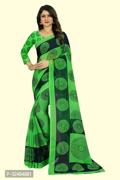 Elegant Georgette Printed Saree with Blouse piece For Women