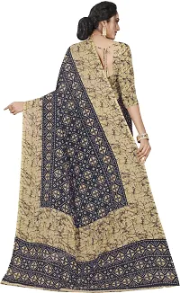 Beautiful Blue Georgette Printed Saree With Blouse Piece For Women-thumb1