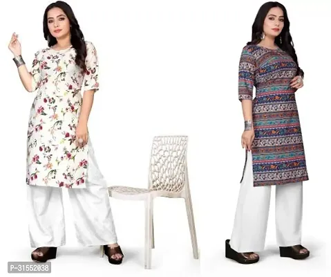 Stylish Crepe Stitched Kurta For Women Pack Of 2-thumb0