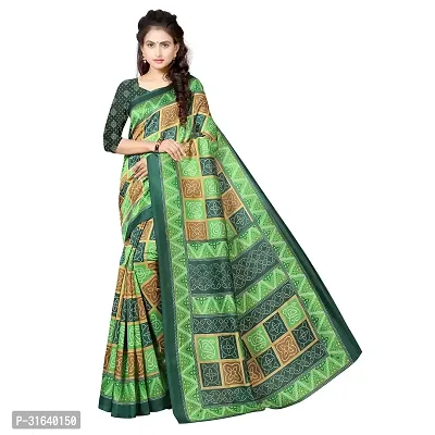 Elegant Green Art Silk Saree without Blouse piece For Women-thumb0