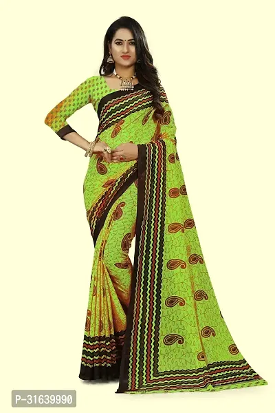 Elegant Green Art Silk Saree without Blouse piece For Women