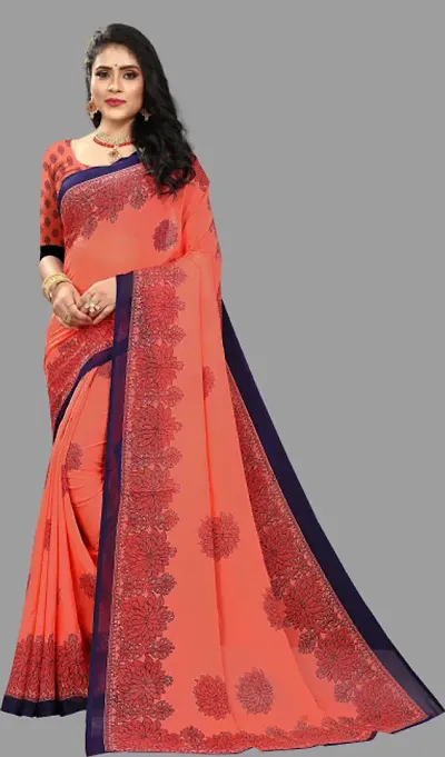 Elegant Polycotton Saree without Blouse piece For Women