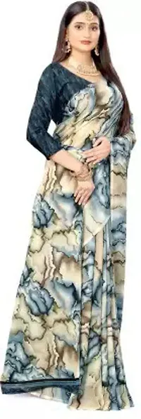 Beautiful Multicoloured Georgette Printed Saree With Blouse Piece For Women-thumb2