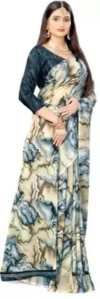 Beautiful Multicoloured Georgette Printed Saree With Blouse Piece For Women-thumb3