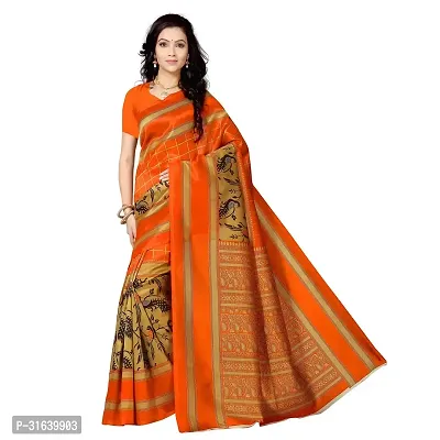 Elegant Orange Art Silk Saree without Blouse piece For Women-thumb0