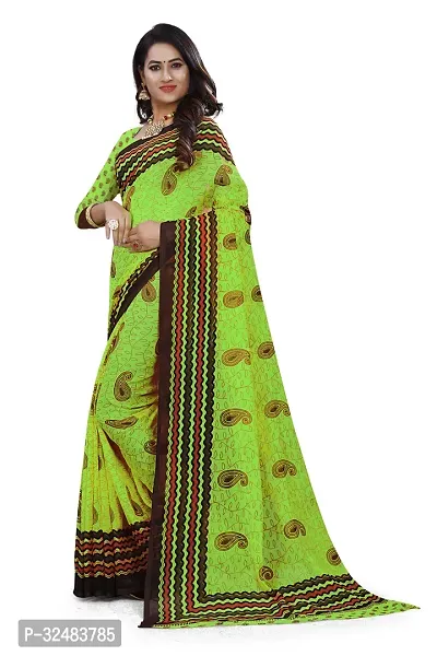 Stylish Green Georgette Printed Saree with Blouse piece For Women-thumb5