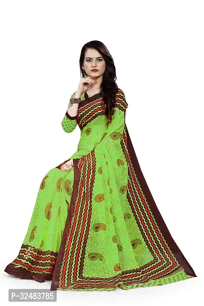 Stylish Green Georgette Printed Saree with Blouse piece For Women-thumb3