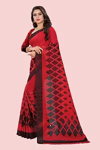 Stylish Red Georgette Printed Saree with Blouse piece For Women-thumb3