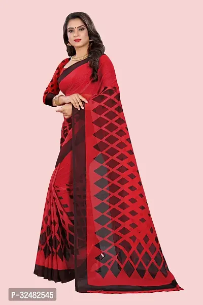 Stylish Red Georgette Printed Saree with Blouse piece For Women-thumb4