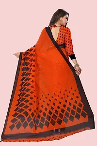 Stylish Orange Georgette Printed Saree with Blouse piece For Women-thumb2