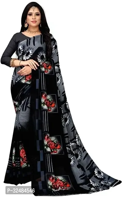 Elegant Georgette Printed Saree with Blouse piece For Women-thumb0